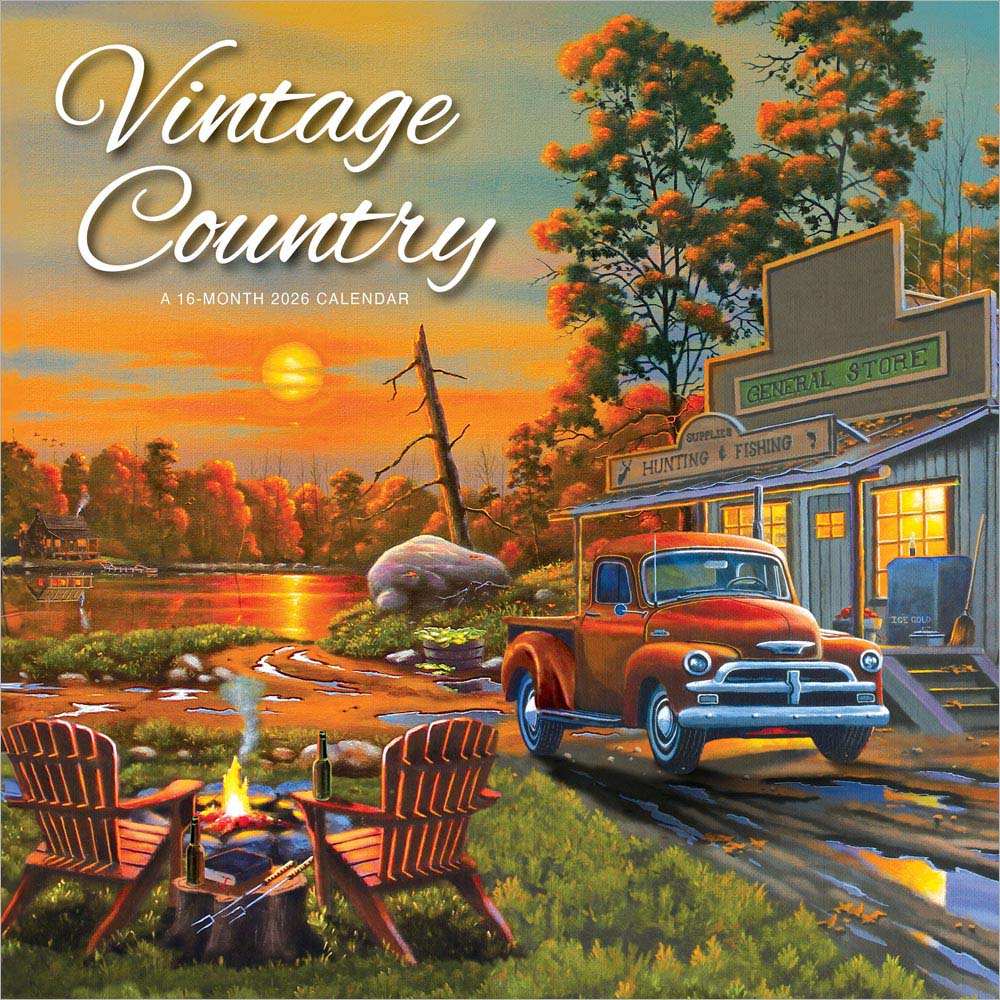 カントリー雑貨　アンファン雑貨　万年カレンダー　アメリカンカントリー Vintage Country | 2026 12 x 24 Inch (Hanging) Monthly Square Wall