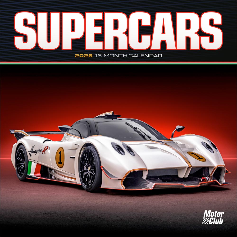 Supercars | 2026 7 x 14 Inch (Hanging) Monthly Mini Wall Calendar