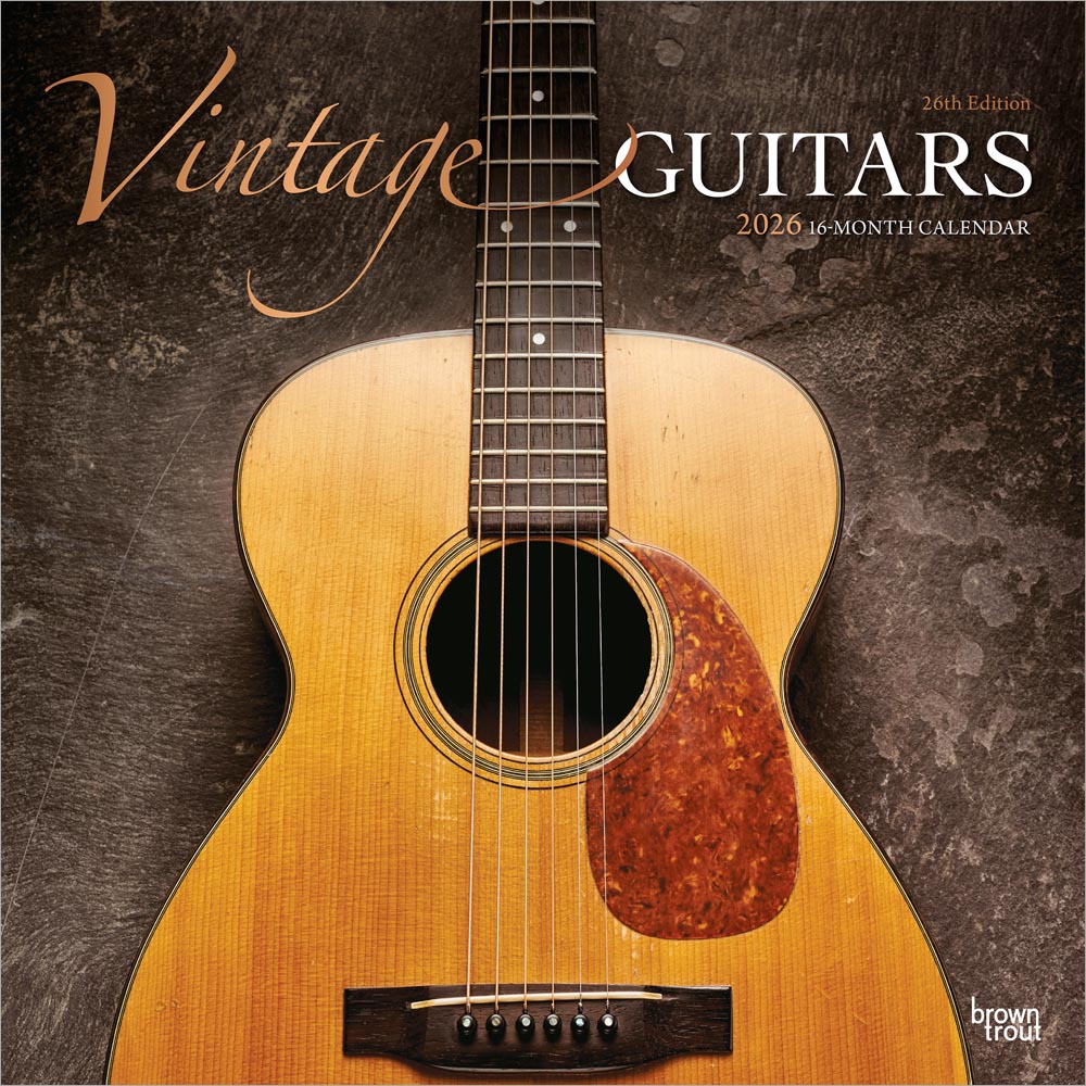 Vintage Guitars | 2026 12 x 24 Inch (Hanging) Monthly Square Wall