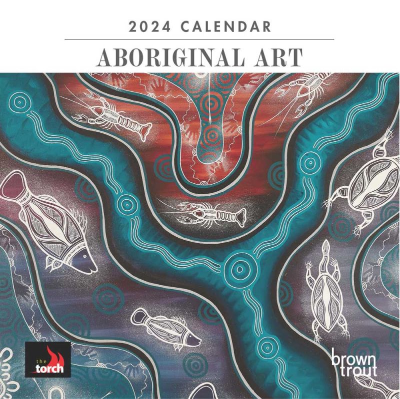 Aboriginal Art 2024 7 x 14 Inch Monthly Mini Wall Calendar