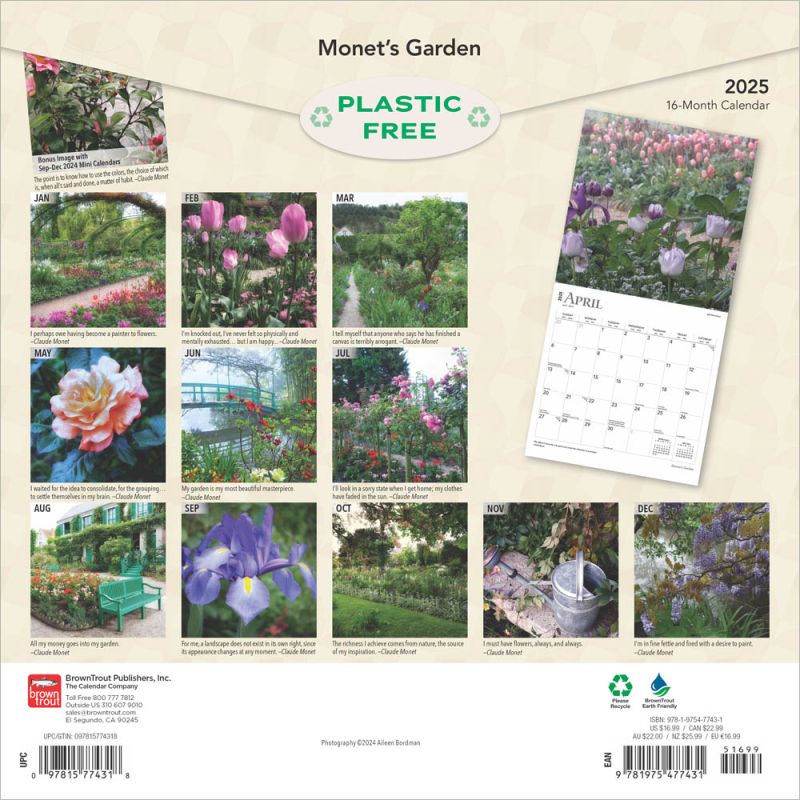 Monet's Garden | 2025 12 x 24 Inch Monthly Square Wall