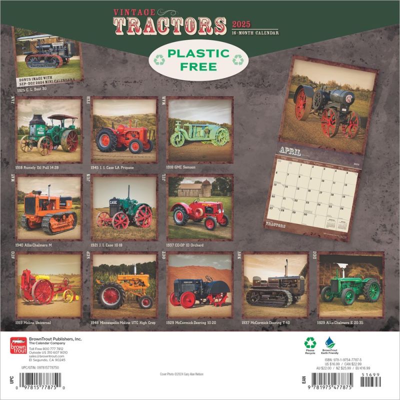 信頼も高い Vintage Tractors | 2025 12 x 24 Inch Monthly Square Wall 手帳・カレンダー
