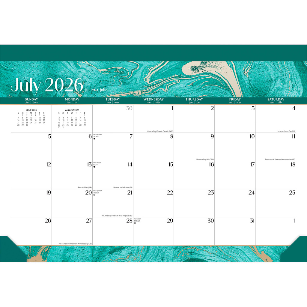 18 Months Monthly Desk Pad Calendar | 2027 14 x 10 Inch Sticker Sheet July 2026-December 2027