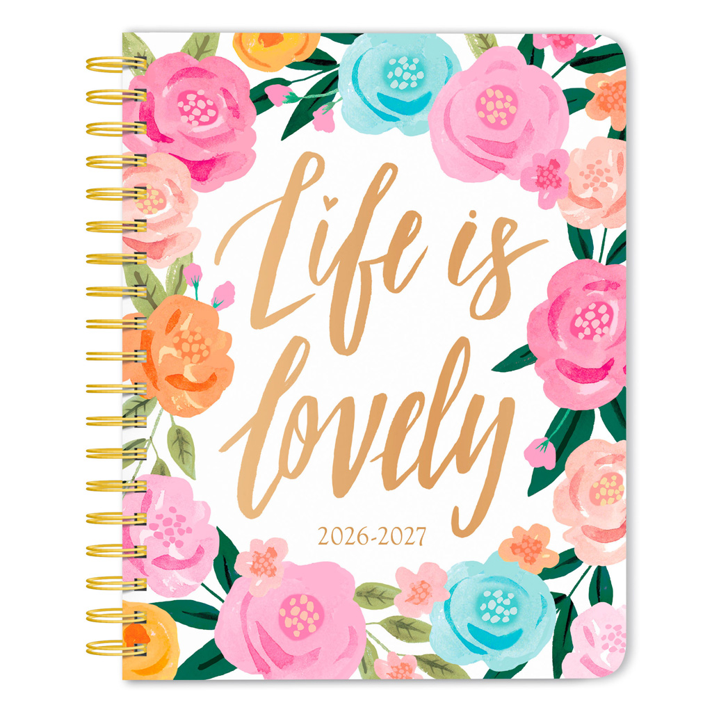 18 Months Weekly Desk Planner | 2027 6 x 7.75 Inch Foil Stamped Cover July 2026-December 2027