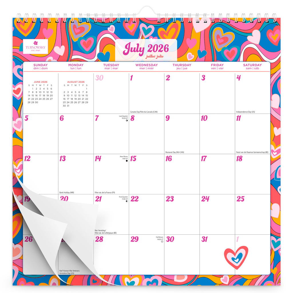 18 Months Monthly Square Wire-O Calendar | 2027 6 x 7.75 Inch Sticker Sheet | July 2026 - December 2027