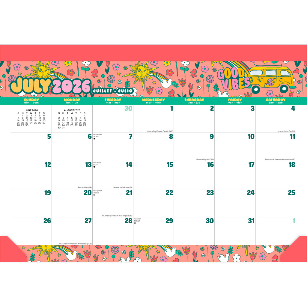 18 Months Monthly Desk Pad Calendar | 2027 14 x 10 Inch Sticker Sheet July 2026-December 2027