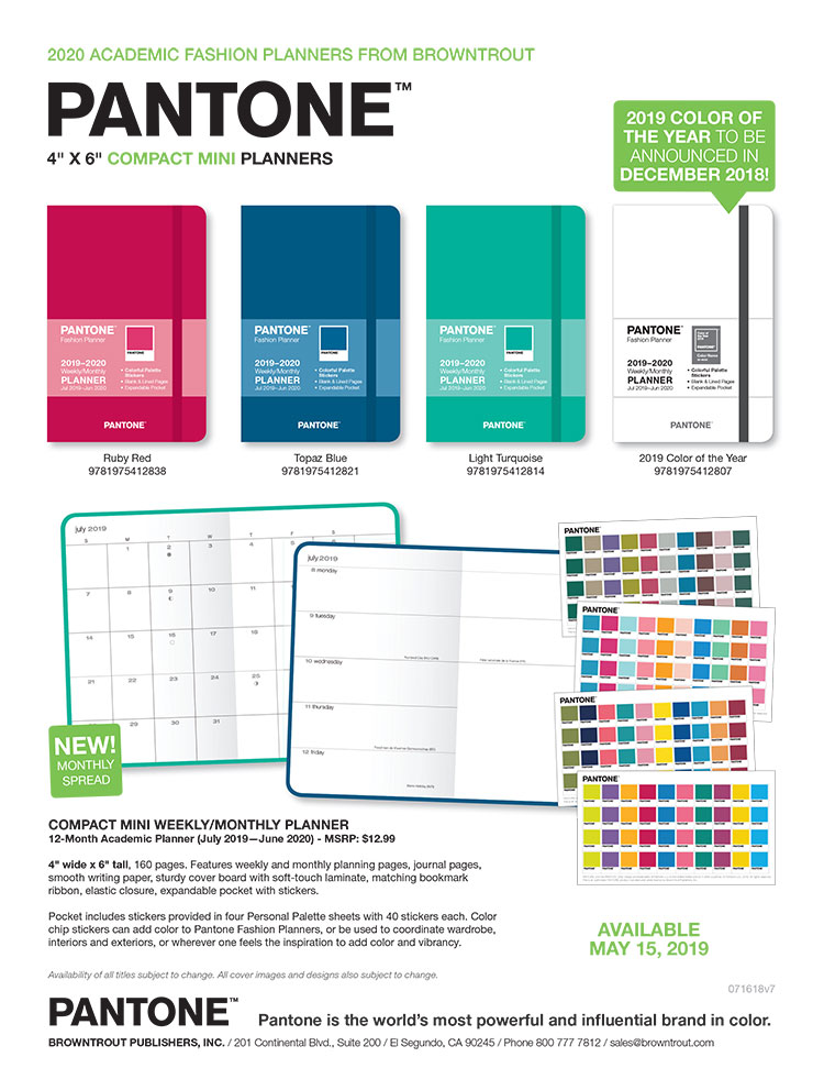 Pantone™ 2020 Academic Compact Mini Planners by BrownTrout™ Sales Sheet