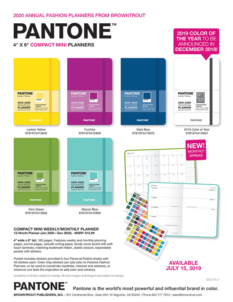 Pantone™ 2020 Annual Compact Mini Planners by BrownTrout™ Sales Sheet 