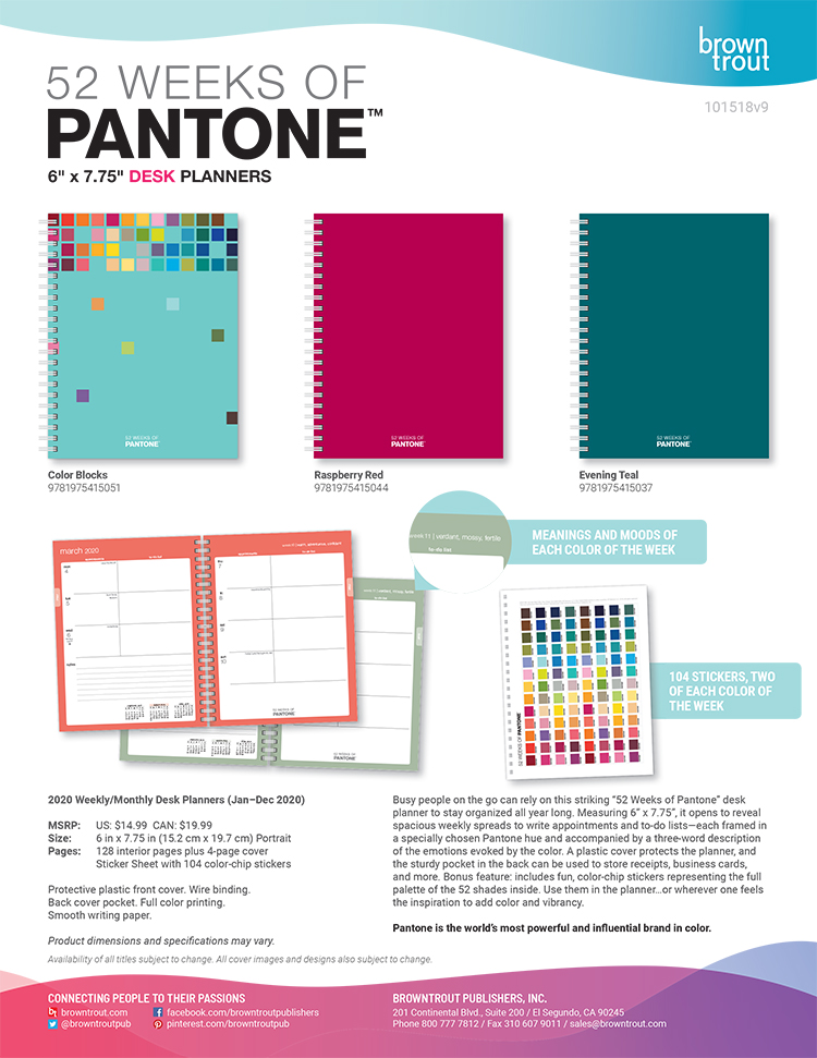 Pantone™ 2020 Compact Journals by BrownTrout™ Sales Sheet