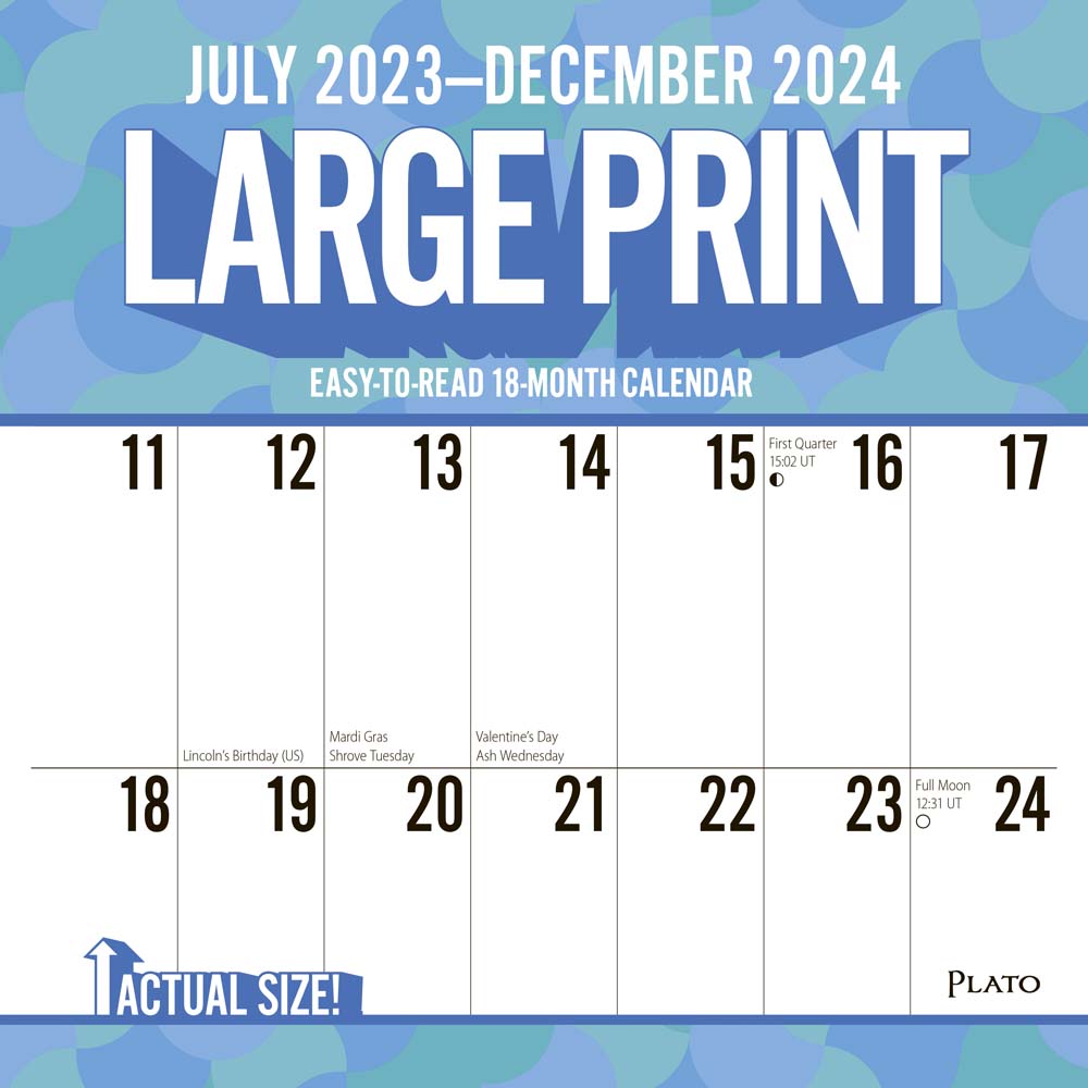 18 Months Monthly Square Wall Calendar | 2024 12 x 24 Inch Foil Stamped Cover Matte Paper July 2023-December 2024