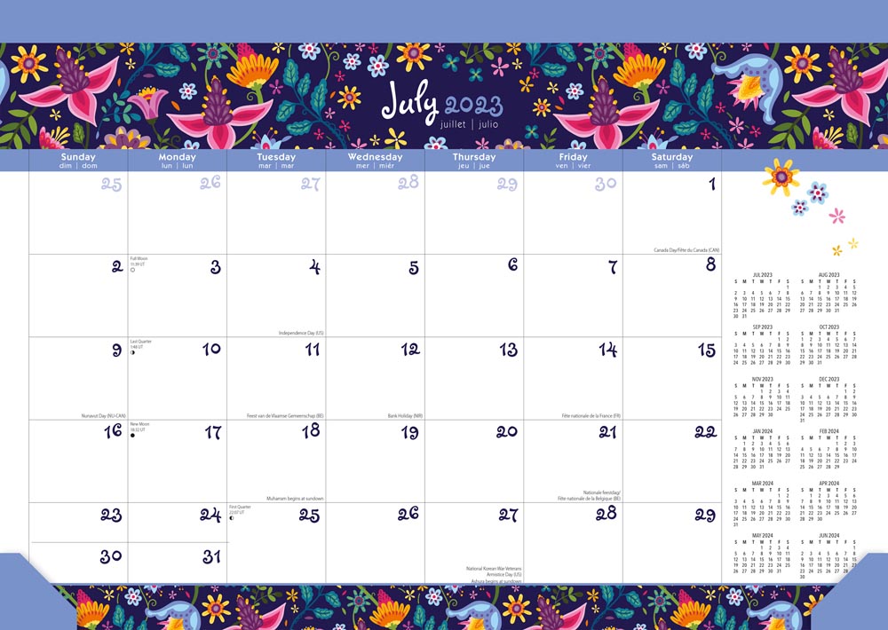 18 Months Monthly Desk Pad Calendar | 2024 15.5 x 11 Inch July 2023-December 2024