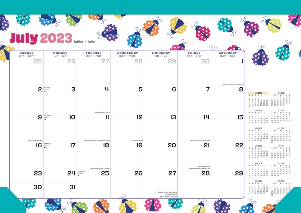 18 Months Monthly Desk Pad Calendar | 2024 15.5 x 11 Inch July 2023-December 2024