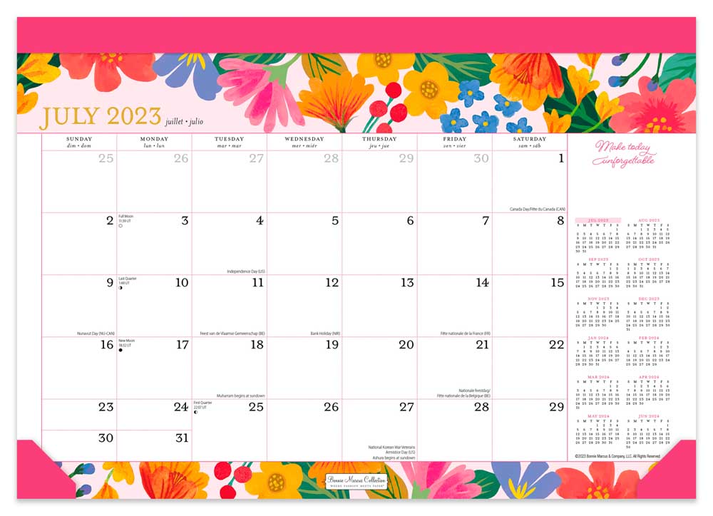18 Months Monthly Desk Pad Calendar | 2024 14 x 10 Inch July 2023-December 2024