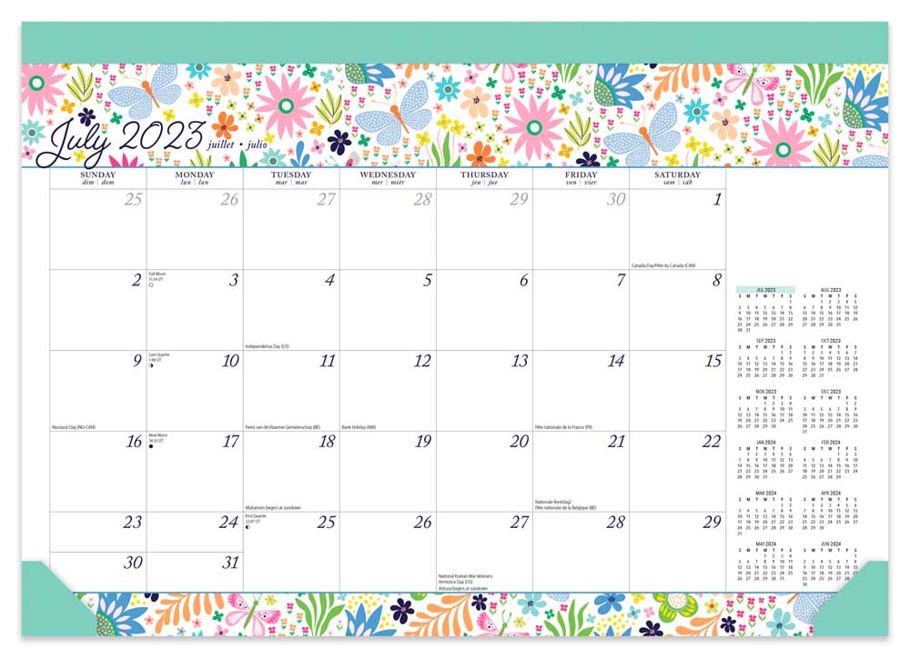 18 Months Monthly Desk Pad Calendar | 2024 14 x 10 Inch July 2023-December 2024