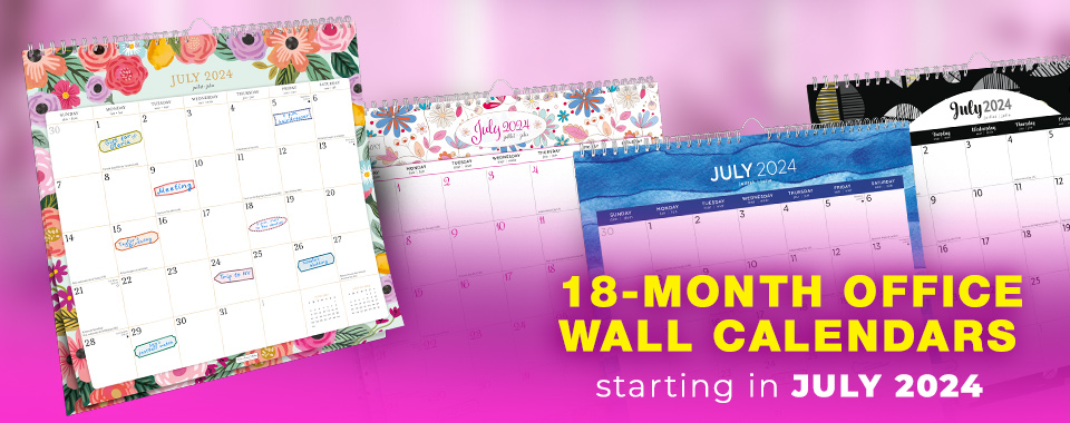 18-Months Office Wall Calendars from July 2024 to December 2025