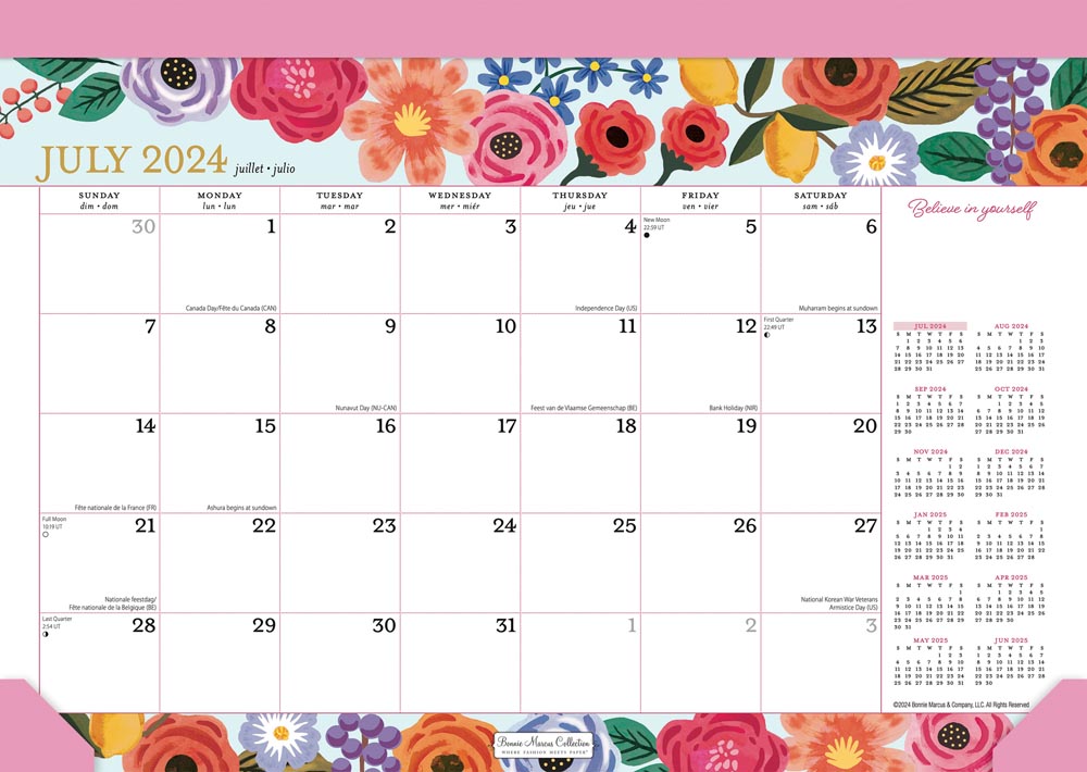 18 Months Monthly Desk Pad Calendar | 2025 14 x 10 Inch July 2024-December 2025