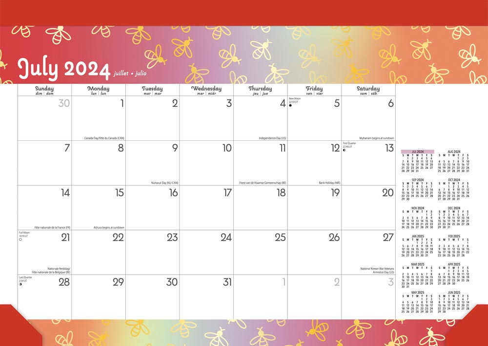18 Months Monthly Desk Pad Calendar | 2025 14 x 10 Inch July 2024-December 2025